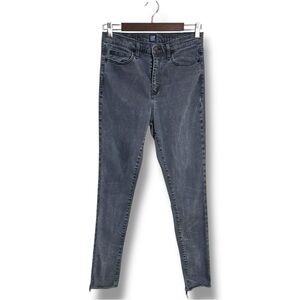 Gap Women's Black/Gray Skinny Raw Hem Stretch High Waist Jeans